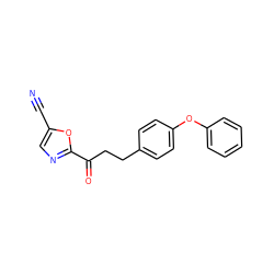 N#Cc1cnc(C(=O)CCc2ccc(Oc3ccccc3)cc2)o1 ZINC000029135885