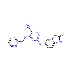 N#Cc1cnc(Nc2ccc3c(c2)CC(=O)N3)nc1NCc1ccccn1 ZINC000040896700