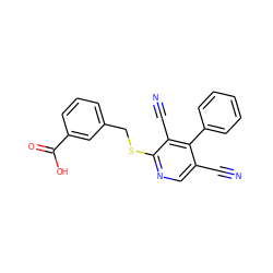 N#Cc1cnc(SCc2cccc(C(=O)O)c2)c(C#N)c1-c1ccccc1 ZINC000139907278