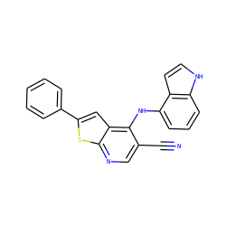 N#Cc1cnc2sc(-c3ccccc3)cc2c1Nc1cccc2[nH]ccc12 ZINC000029047140