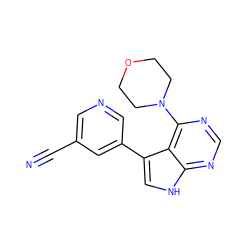 N#Cc1cncc(-c2c[nH]c3ncnc(N4CCOCC4)c23)c1 ZINC000299871407