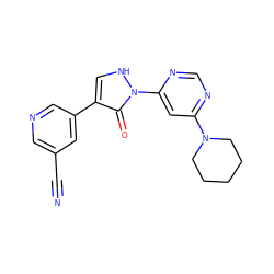 N#Cc1cncc(-c2c[nH]n(-c3cc(N4CCCCC4)ncn3)c2=O)c1 ZINC000043195340