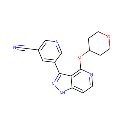 N#Cc1cncc(-c2n[nH]c3ccnc(OC4CCOCC4)c23)c1 ZINC000143205640