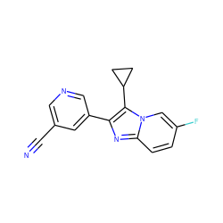 N#Cc1cncc(-c2nc3ccc(F)cn3c2C2CC2)c1 ZINC000221925938