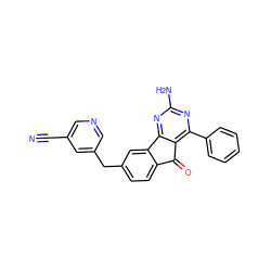 N#Cc1cncc(Cc2ccc3c(c2)-c2nc(N)nc(-c4ccccc4)c2C3=O)c1 ZINC000095554005