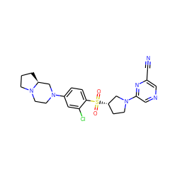 N#Cc1cncc(N2CC[C@H](S(=O)(=O)c3ccc(N4CCN5CCC[C@H]5C4)cc3Cl)C2)n1 ZINC000168594436