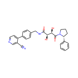 N#Cc1cnccc1-c1ccc(CNC(=O)[C@H](O)[C@@H](O)C(=O)N2CCC[C@@H]2c2ccccc2)cc1 ZINC000071341607