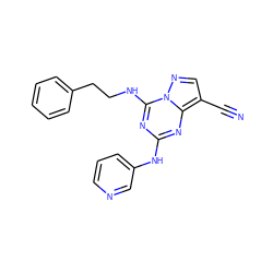 N#Cc1cnn2c(NCCc3ccccc3)nc(Nc3cccnc3)nc12 ZINC000028707968