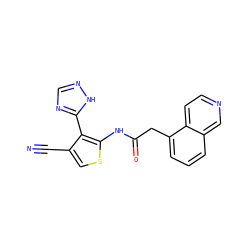 N#Cc1csc(NC(=O)Cc2cccc3cnccc23)c1-c1ncn[nH]1 ZINC000066077425