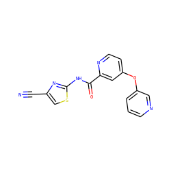 N#Cc1csc(NC(=O)c2cc(Oc3cccnc3)ccn2)n1 ZINC000167357431