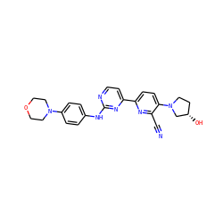 N#Cc1nc(-c2ccnc(Nc3ccc(N4CCOCC4)cc3)n2)ccc1N1CC[C@H](O)C1 ZINC000221272490