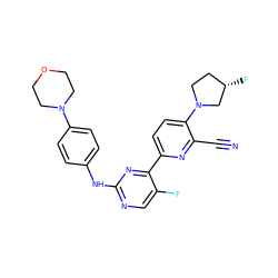 N#Cc1nc(-c2nc(Nc3ccc(N4CCOCC4)cc3)ncc2F)ccc1N1CC[C@H](F)C1 ZINC001772635302