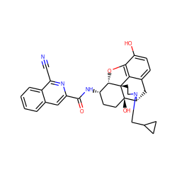 N#Cc1nc(C(=O)N[C@H]2CC[C@@]3(O)[C@H]4Cc5ccc(O)c6c5[C@@]3(CCN4CC3CC3)[C@H]2O6)cc2ccccc12 ZINC000096913976