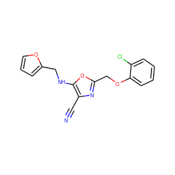 N#Cc1nc(COc2ccccc2Cl)oc1NCc1ccco1 ZINC000000200322