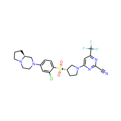 N#Cc1nc(N2CC[C@H](S(=O)(=O)c3ccc(N4CCN5CCC[C@H]5C4)cc3Cl)C2)cc(C(F)(F)F)n1 ZINC000168609502