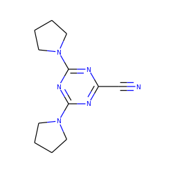 N#Cc1nc(N2CCCC2)nc(N2CCCC2)n1 ZINC000000109001