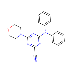 N#Cc1nc(N2CCOCC2)nc(N(c2ccccc2)c2ccccc2)n1 ZINC000000968796