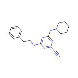 N#Cc1nc(NCCc2ccccc2)nc(NC2CCCCC2)n1 ZINC001772575958