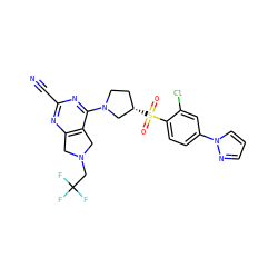 N#Cc1nc2c(c(N3CC[C@H](S(=O)(=O)c4ccc(-n5cccn5)cc4Cl)C3)n1)CN(CC(F)(F)F)C2 ZINC000168449888