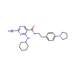 N#Cc1ncc(C(=O)NCCc2ccc(N3CCCC3)cc2)c(NC2CCCCC2)n1 ZINC000014972072