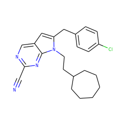 N#Cc1ncc2cc(Cc3ccc(Cl)cc3)n(CCC3CCCCCC3)c2n1 ZINC000040422463