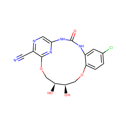 N#Cc1ncc2nc1OC[C@H](O)[C@H](O)COc1ccc(Cl)cc1NC(=O)N2 ZINC000063298509