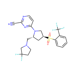 N#Cc1nccc(N2C[C@@H](S(=O)(=O)c3ccccc3C(F)(F)F)C[C@@H]2CN2CCC(F)(F)C2)n1 ZINC000168637727