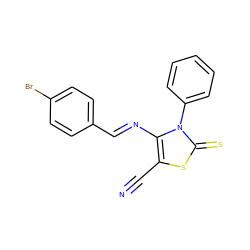 N#Cc1sc(=S)n(-c2ccccc2)c1/N=C/c1ccc(Br)cc1 ZINC000096914009