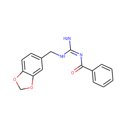 N/C(=N/C(=O)c1ccccc1)NCc1ccc2c(c1)OCO2 ZINC000013153385