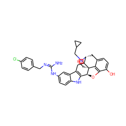 N/C(=N/Cc1ccc(Cl)cc1)Nc1ccc2[nH]c3c(c2c1)C[C@@]1(O)[C@H]2Cc4ccc(O)c5c4[C@@]1(CCN2CC1CC1)[C@H]3O5 ZINC000027630127