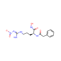 N/C(=N\[N+](=O)[O-])NCCC[C@H](NC(=O)Cc1ccccc1)C(=O)NO ZINC000045320425