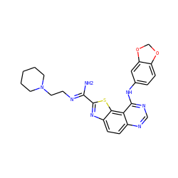 N/C(=N\CCN1CCCCC1)c1nc2ccc3ncnc(Nc4ccc5c(c4)OCO5)c3c2s1 ZINC000207590824