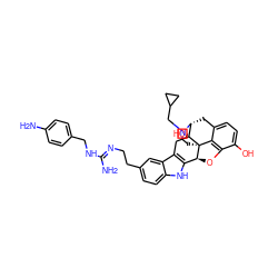 N/C(=N\CCc1ccc2[nH]c3c(c2c1)C[C@@]1(O)[C@H]2Cc4ccc(O)c5c4[C@@]1(CCN2CC1CC1)[C@H]3O5)NCc1ccc(N)cc1 ZINC000027632709