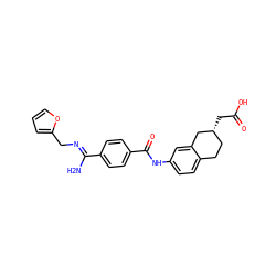 N/C(=N\Cc1ccco1)c1ccc(C(=O)Nc2ccc3c(c2)C[C@H](CC(=O)O)CC3)cc1 ZINC000003951492