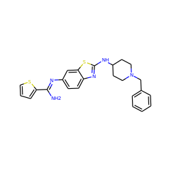 N/C(=N\c1ccc2nc(NC3CCN(Cc4ccccc4)CC3)sc2c1)c1cccs1 ZINC000028818925