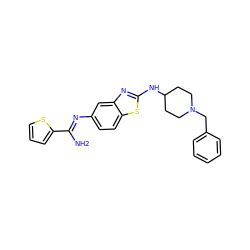 N/C(=N\c1ccc2sc(NC3CCN(Cc4ccccc4)CC3)nc2c1)c1cccs1 ZINC000028818915