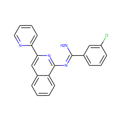 N/C(=N\c1nc(-c2ccccn2)cc2ccccc12)c1cccc(Cl)c1 ZINC000013781350