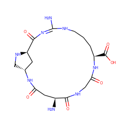 N/C1=N\C(=O)[C@H]2C[C@@H](CN2)NC(=O)C[C@H](N)C(=O)NCC(=O)N[C@H](C(=O)O)CCCN1 ZINC000029133240