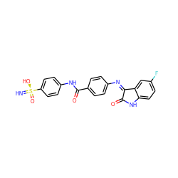 N=[S@](=O)(O)c1ccc(NC(=O)c2ccc(N=C3C(=O)Nc4ccc(F)cc43)cc2)cc1 ZINC000653693466