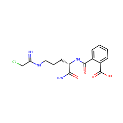 N=C(CCl)NCCC[C@H](NC(=O)c1ccccc1C(=O)O)C(N)=O ZINC000073242999