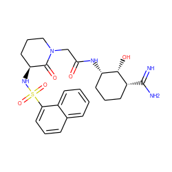 N=C(N)[C@@H]1CCC[C@H](NC(=O)CN2CCC[C@H](NS(=O)(=O)c3cccc4ccccc34)C2=O)[C@@H]1O ZINC000027522477