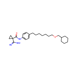 N=C(N)C1(C(=O)Nc2ccc(CCCCCCCOCC3CCCCC3)cc2)CC1 ZINC000071317159