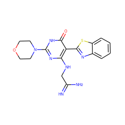 N=C(N)CNc1nc(N2CCOCC2)[nH]c(=O)c1-c1nc2ccccc2s1 ZINC001772573394