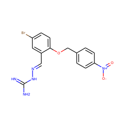 N=C(N)N/N=C/c1cc(Br)ccc1OCc1ccc([N+](=O)[O-])cc1 ZINC000028888472