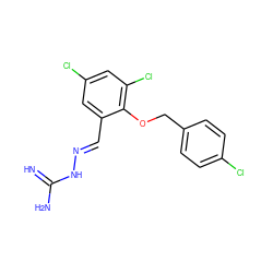 N=C(N)N/N=C/c1cc(Cl)cc(Cl)c1OCc1ccc(Cl)cc1 ZINC000028888714