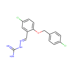 N=C(N)N/N=C/c1cc(Cl)ccc1OCc1ccc(Cl)cc1 ZINC000028888700