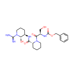 N=C(N)N1CCC[C@@H](NC(=O)[C@H]2CCCCN2C(=O)[C@@H](CO)NC(=O)OCc2ccccc2)[C@@H]1O ZINC000028096787