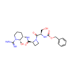 N=C(N)N1CCC[C@H](NC(=O)[C@@H]2CCN2C(=O)[C@@H](CO)NC(=O)OCc2ccccc2)[C@@H]1O ZINC000028095967