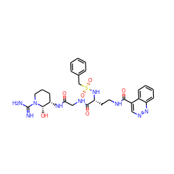 N=C(N)N1CCC[C@H](NC(=O)CNC(=O)[C@@H](CCNC(=O)c2cnnc3ccccc23)NS(=O)(=O)Cc2ccccc2)[C@@H]1O ZINC000027094716