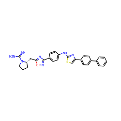 N=C(N)N1CCC[C@H]1Cc1nc(-c2ccc(Nc3nc(-c4ccc(-c5ccccc5)cc4)cs3)cc2)no1 ZINC001772651052